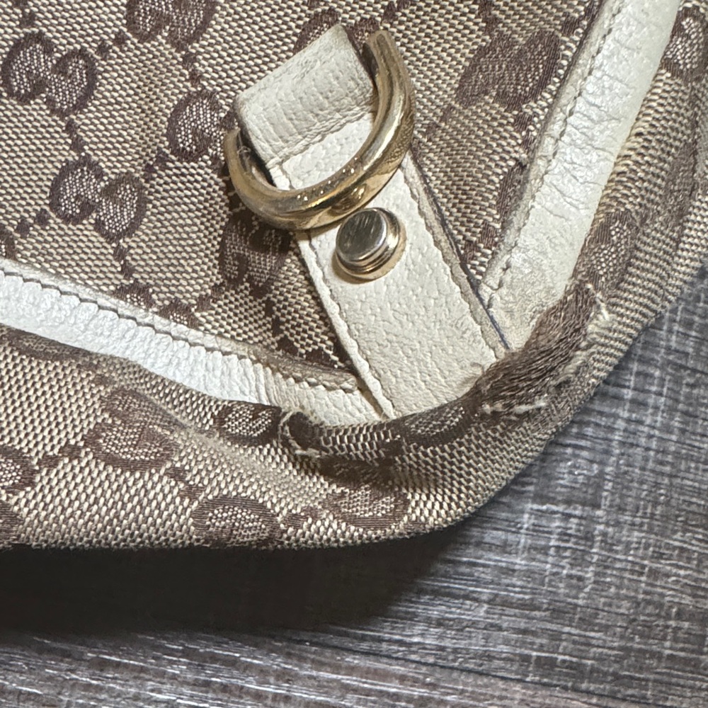 Gucci GG Canvas Leather Beige and Brown Monogram Tote Bag - Picture 5 of 16